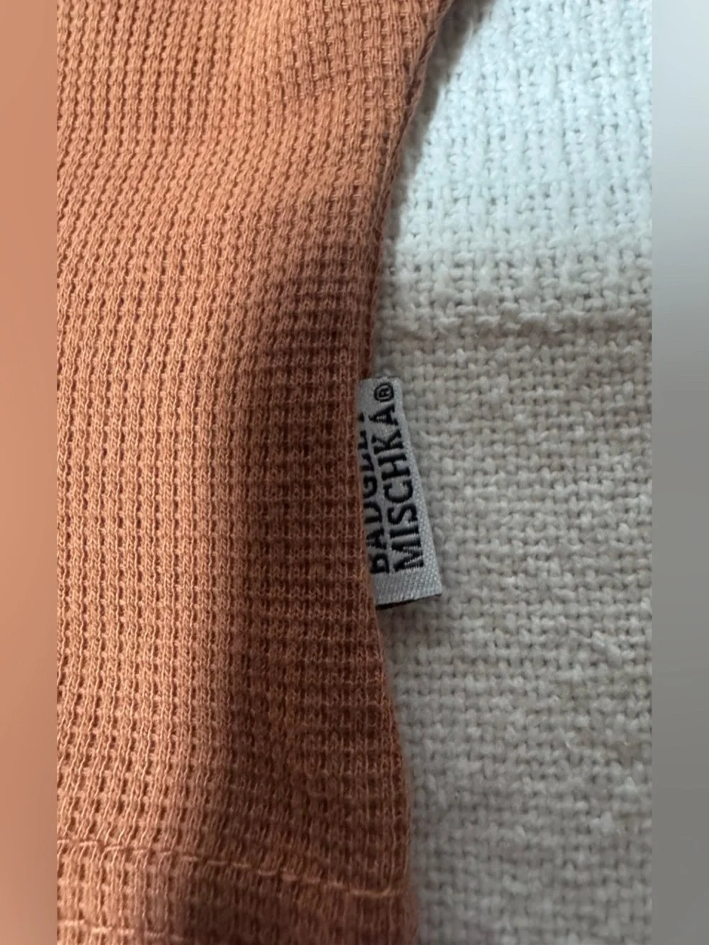 Badgley Mischka Waffle Knit Set in Burnt Orange and Brown